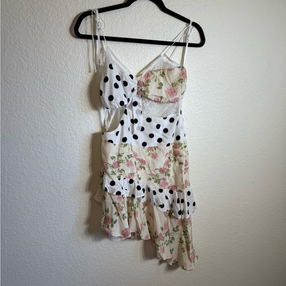 For love & Lemons Butterscotch Tank Midi Dress floral and pokla dot - Picture 6 of 12